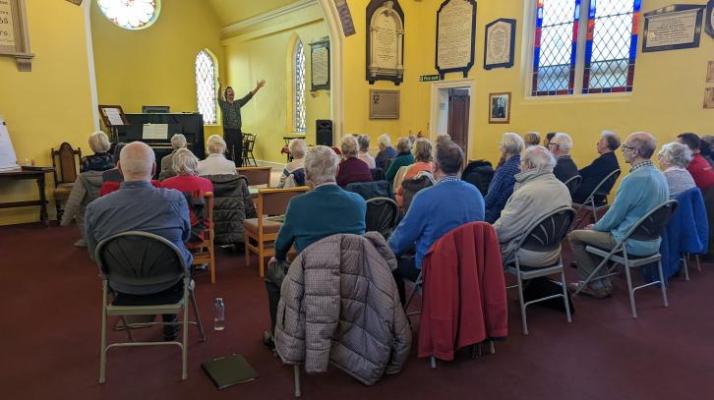 people sitting in a church