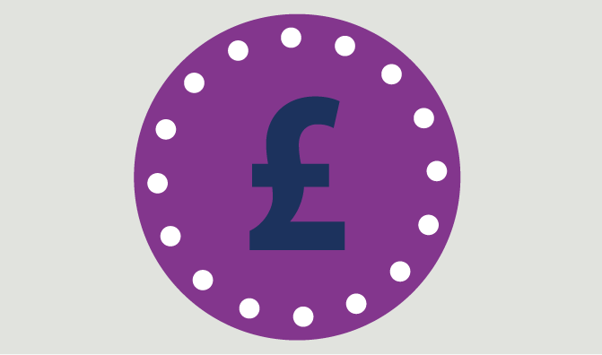 Icon titled 'Pound sign' representing saving money in the context of music and organizational support.