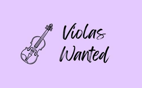 A graphic image of a viola, with the words 