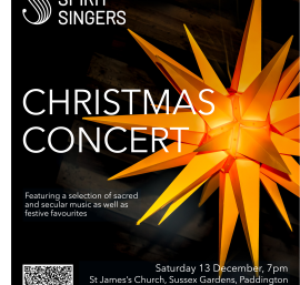 A poster advertising the Southern Spirit Singers christmas concert 2025