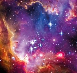 An image of a starry nebula, reflecting the seasonal theme of 'heavenly harmonies'