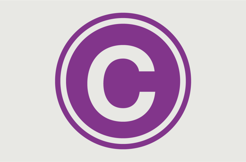A purple copyright symbol (a 'C' inside two concentric circles), representing copyright protection and intellectual property in the music industry.