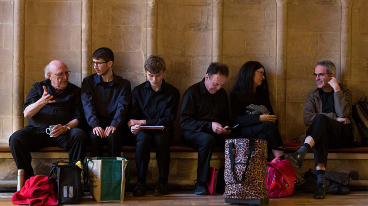 members of BCS sitting down in the cathedral