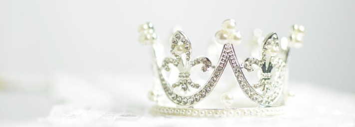 White background with silver and pearl crown