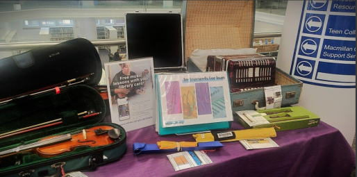table display with a selection of musical objects