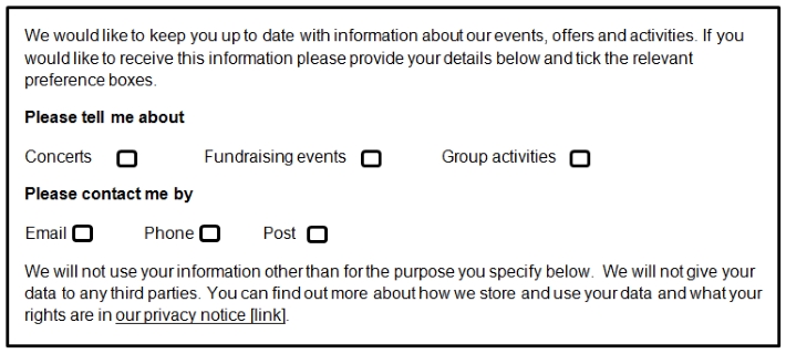 Example form with additional options