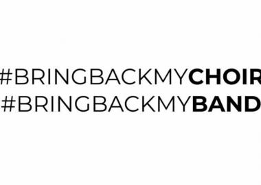 #BringBackMyChoir // #BringBackMyBand hashtags black on white background