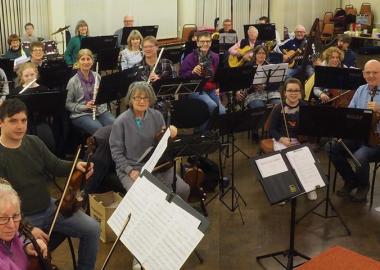 Newcastle-under-Lyme Community Orchestra members meet for an in-person rehearsal before coronavirus restrictions