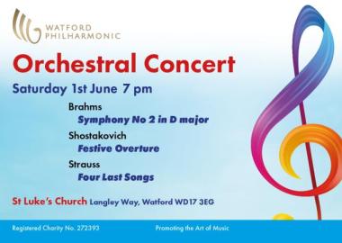 Watford Philharmonic Society orchestral concert poster