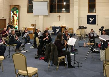 bury st edmunds concert band's socially distanced rehearsal